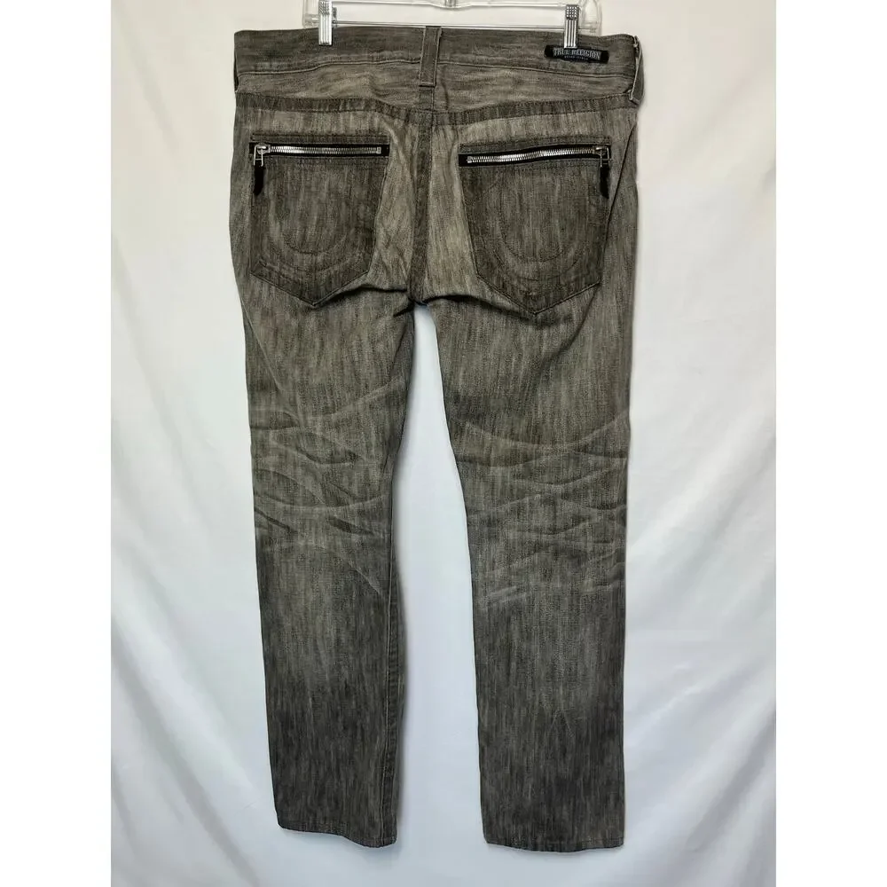 True Religion Men’s Size 36 Gray Denim Button Fly Straight Leg Jeans M05T6U50